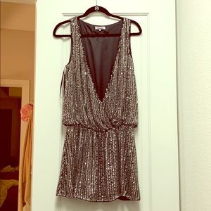 Parker Silver &Black Sequin Dress